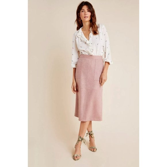 Anthropologie Current Air Clarisa pink pencil skirt- subtle snake print - Picture 1 of 16